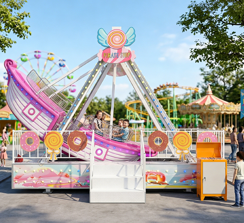 pink candy mini pirate ship for pirate ship theme park