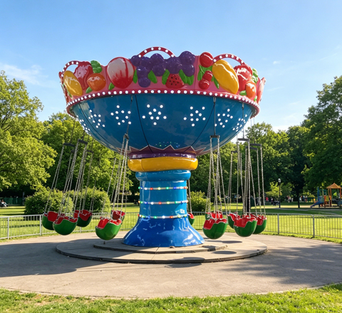 fruit themed flying chair ride for viking pirate ship