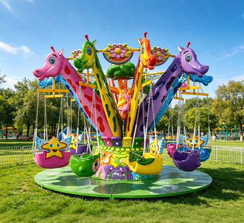 giraffe themed flying chair ride for pirate ship theme park ride
