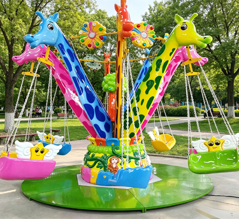 giraffe themed flying chair ride for pirate ship theme park