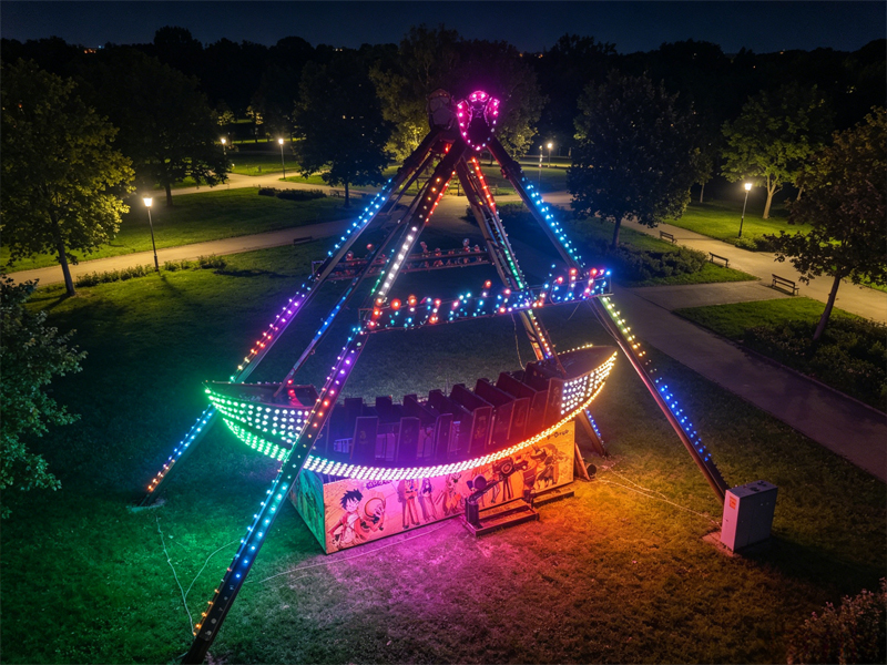 24 seat steel pirate ship ride delivered with night lighting effect for amusement park supplier