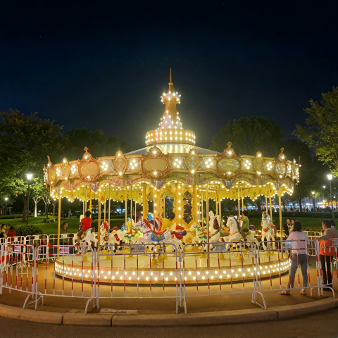 24-Seat Carousel Installed with Night Lighting Effect for Amusement Park Project